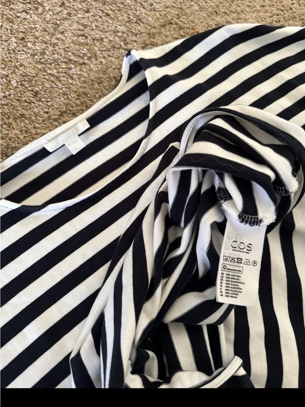 COS Stripe Boxy Tunic Mini Dress Dense Jersey Cotton Size Medium - Picture 11 of 12